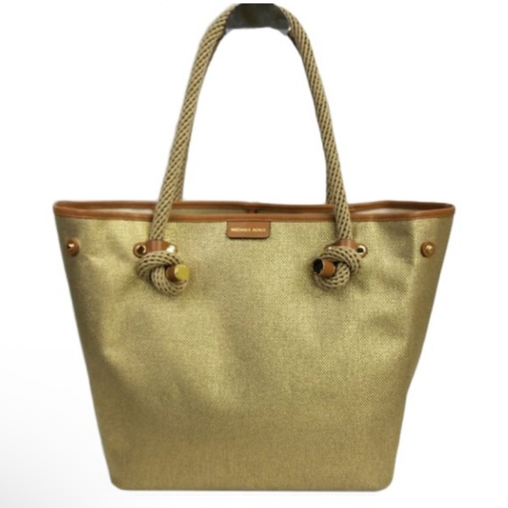 Michael Kors Maritime Gold Canvas Tote Bag - Size: Large